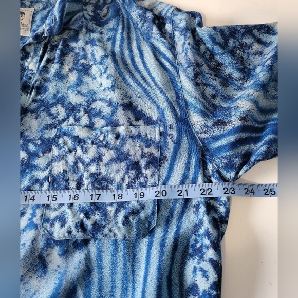 Keris Fashion Men's Safari Animal Print Shirt Blue Large - Picture 5 of 7